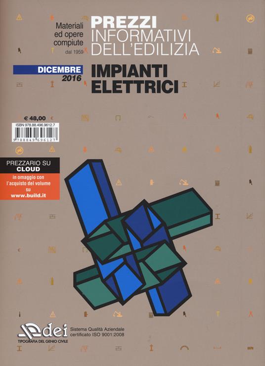 Prezzi informativi dell'edilizia. Impianti elettrici. Dicembre 2016 - copertina