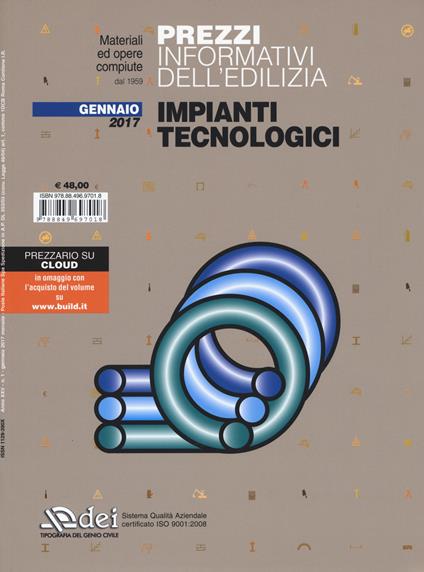 Prezzi informativi dell'edilizia. Impianti tecnologici. Gennaio 2017 - copertina