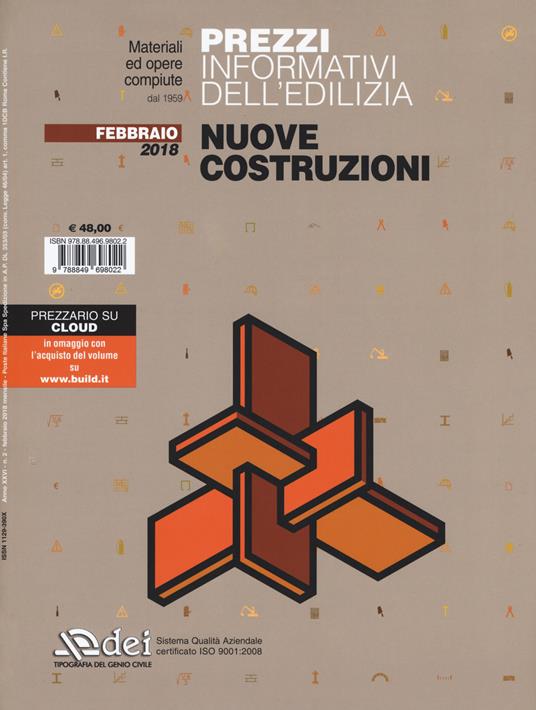 Prezzi informativi dell'edilizia. Nuove costruzioni. Febbraio 2018 - copertina