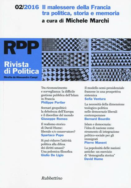 Rivista di politica (2016). Vol. 2: Il malessere della Francia tra politica, storia e memoria - copertina