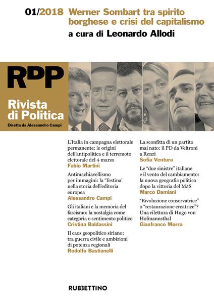 Rivista di politica (2018). Vol. 1: Werner Sombart tra spirito borghese e crisi del capitalismo - copertina