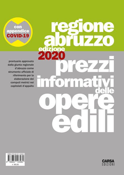 Prezzi informativi delle opere edili della Regione Abruzzo 2020 - copertina