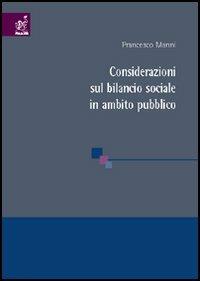 Considerazioni sul bilancio sociale in ambito pubblico - Francesco Manni - copertina