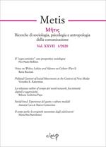 Metis. Ricerche di sociologia, psicologia e antropologia della comunicazione (2020). Vol. 27