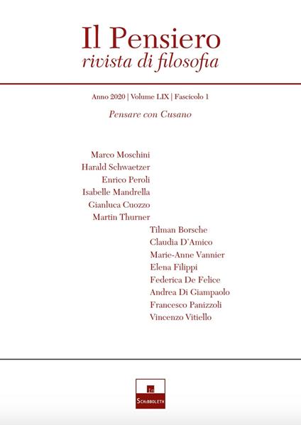 Il pensiero. Rivista di filosofia (2020). Vol. 1: Niccolò Cusano. - copertina