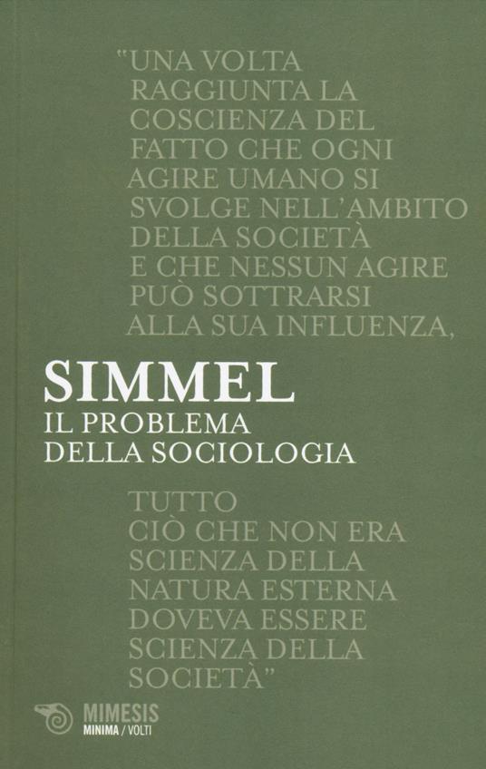 Il problema della sociologia - Georg Simmel - copertina