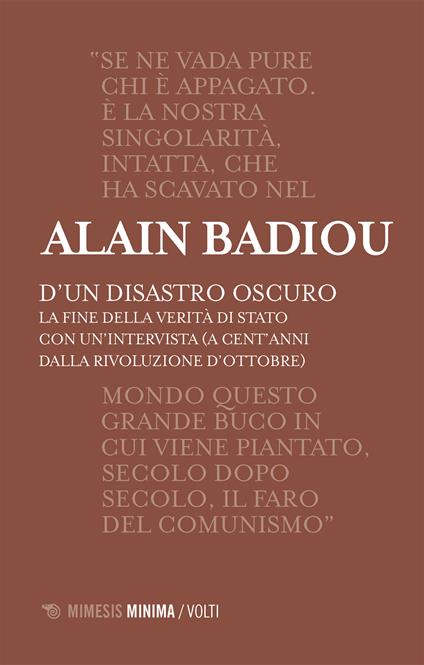 D'un disastro oscuro. La fine della verità di Stato - Alain Badiou,Livio Boni - ebook