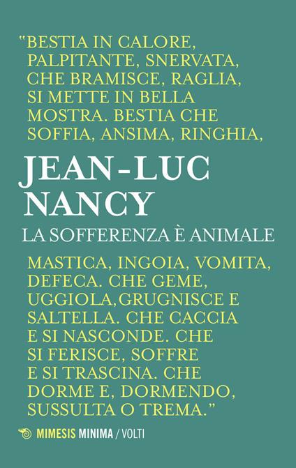 La sofferenza è animale - Jean-Luc Nancy - copertina