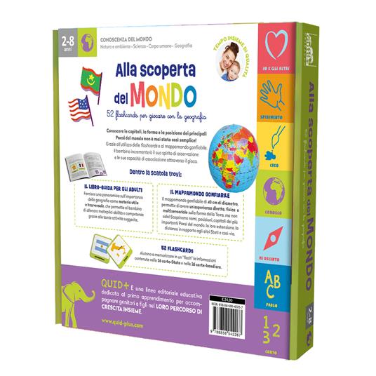 SCOPRIAMO IL MONDO LIBRO+ MAPPAMONDO GONFIABILE + 52 CARTE