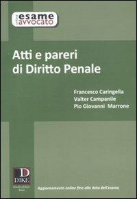 Atti e pareri di diritto penale - Francesco Caringella,Valter Campanile,Pio Giovanni Marrone - copertina