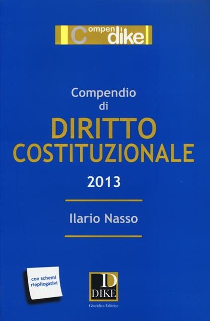 Compendio di diritto costituzionale - Ilario Nasso - copertina