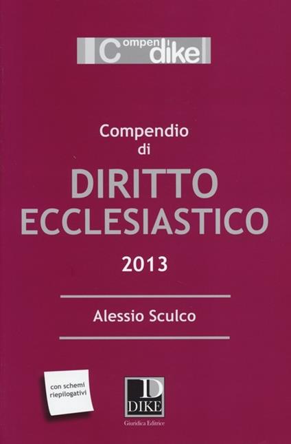 Compendio di diritto ecclesiastico - Alessio Sculco - copertina