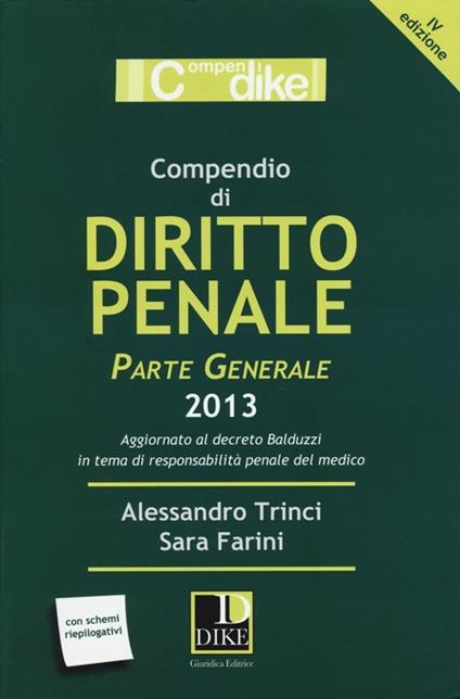 Compendio di diritto penale. Parte generale - Alessandro Trinci,Sara Farini - copertina