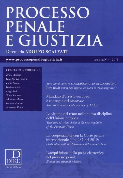 Processo penale e giustizia (2013). Vol. 4 - copertina