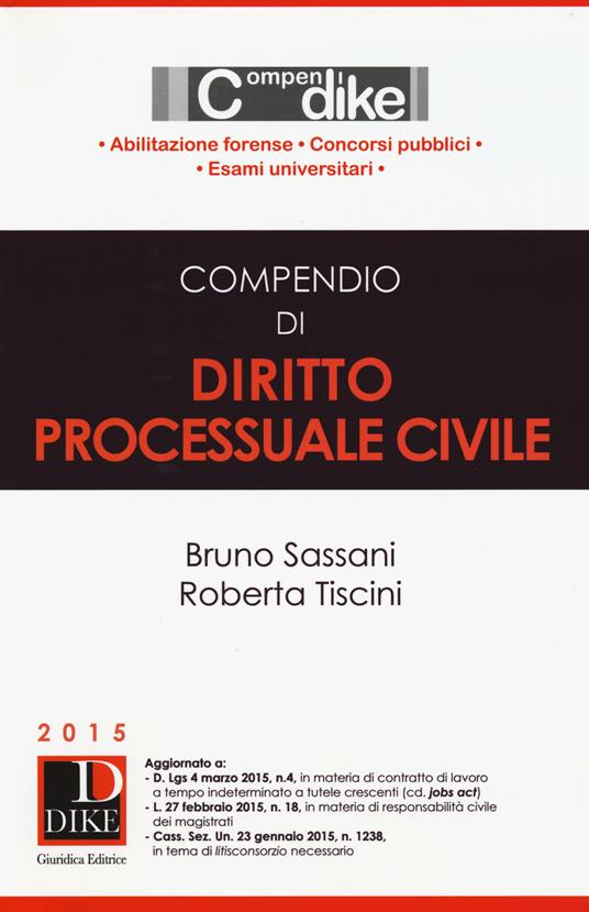 Compendio di diritto processuale civile - Bruno Sassani,Roberta Tiscini - copertina