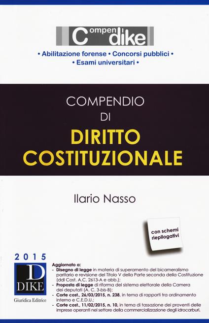 Compendio di diritto costituzionale - Ilario Nasso - copertina