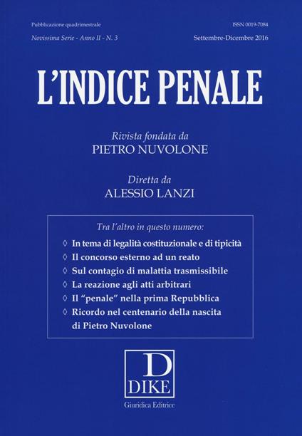 L' indice penale (2016). Vol. 3 - copertina