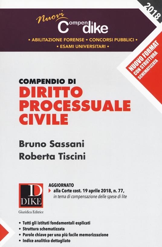 Compendio di diritto processuale civile - Bruno Sassani,Roberta Tiscini - copertina