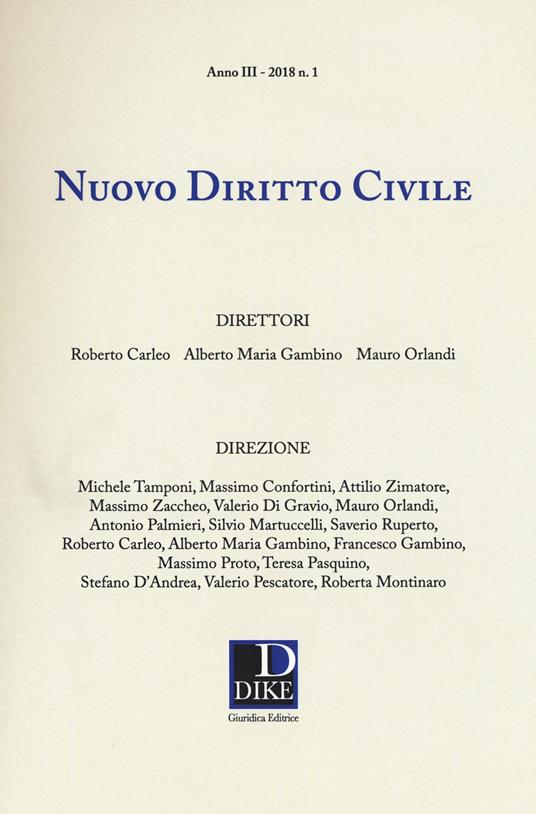 Nuovo diritto civile (2018). Vol. 1 - copertina