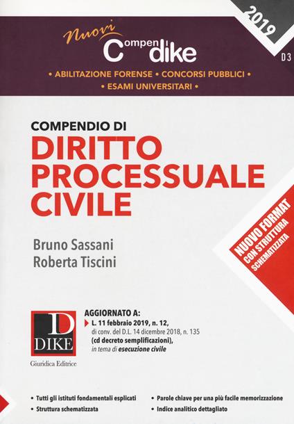 Compendio di diritto processuale civile - Bruno Sassani,Roberta Tiscini - copertina