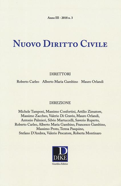 Nuovo diritto civile (2018). Vol. 3 - copertina