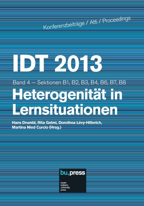 IDT 2013. Heterogenität in Larnsituationen. Sektionen B1, B2, B3, B4, B6, B7, B8. Vol. 4 - copertina