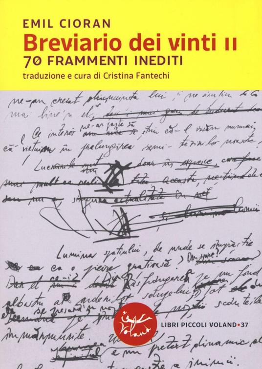 Breviario dei vinti II. 70 frammenti inediti - Emil M. Cioran - copertina