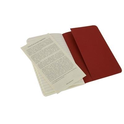 Quaderno Cahier Journal Moleskine pocket a righe rosso. Cranberry Red. Set da 3 - 3