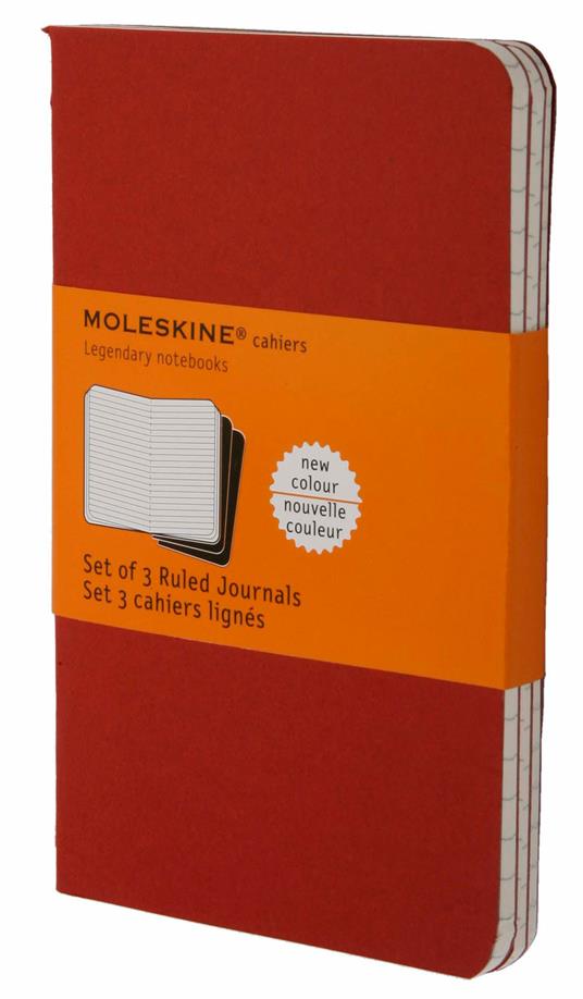 Quaderno Cahier Journal Moleskine pocket a righe rosso. Cranberry Red. Set da 3 - 5