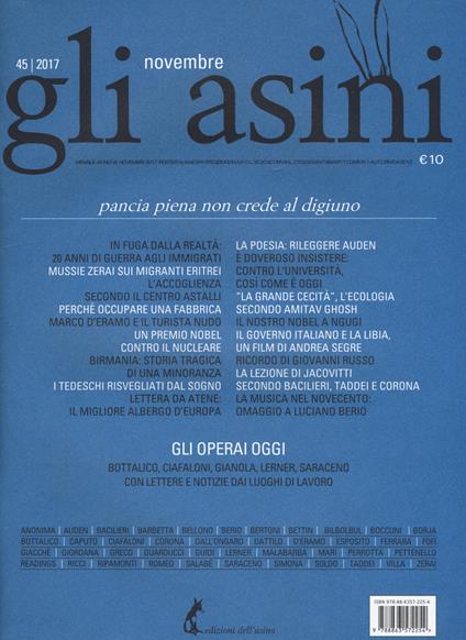 Gli asini. Rivista di educazione e intervento sociale (2017). Vol. 45 - copertina