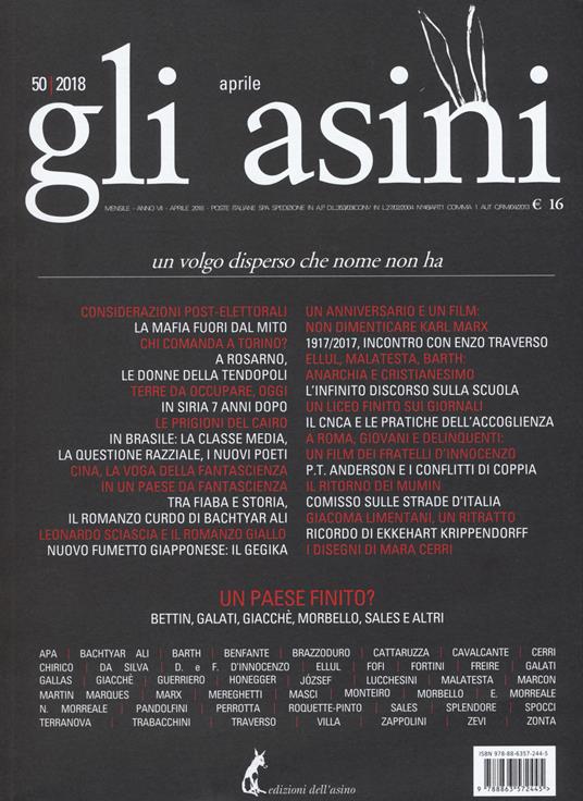 Gli asini. Rivista di educazione e intervento sociale (2018). Vol. 50 - copertina