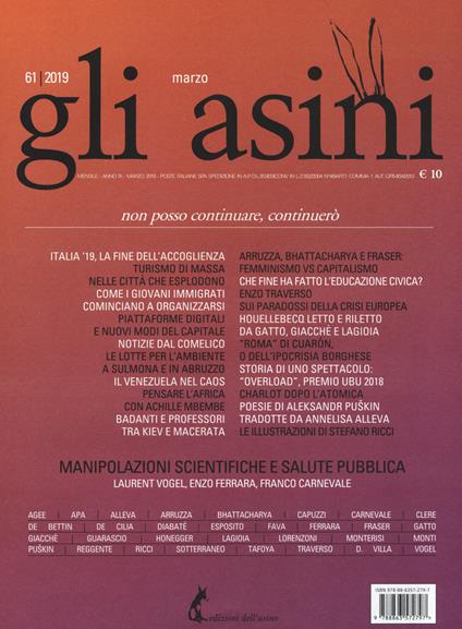 Gli asini. Rivista di educazione e intervento sociale (2019). Vol. 61 - copertina