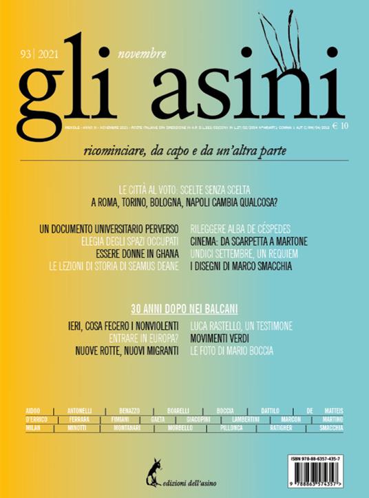 Gli asini. Rivista di educazione e intervento sociale (2021). Vol. 93 - Goffredo Fofi - ebook