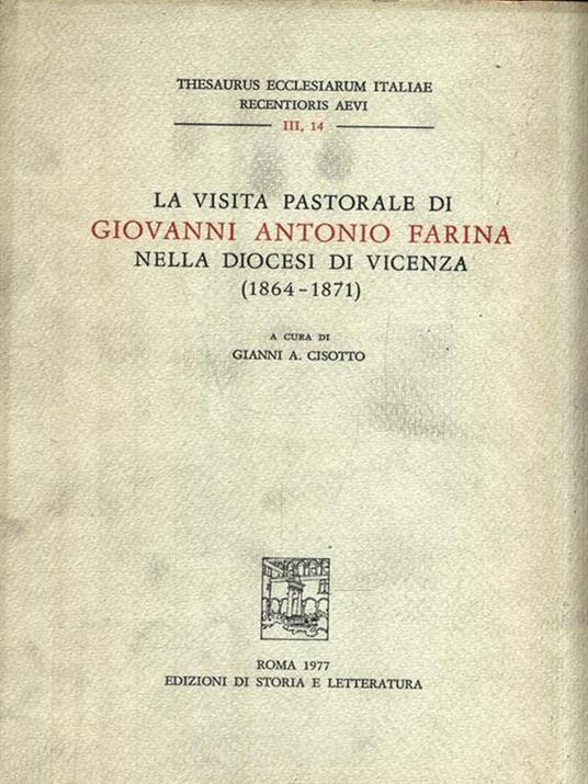 La visita pastorale di Giuseppe Maria Peruzzi nella diocesi di Vicenza (1819-1825) - copertina