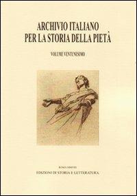 Archivio italiano per la storia della pietà. Vol. 21 - copertina