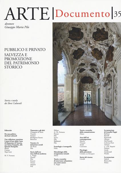 Arte. Documento. Rivista e collezione di storia e tutela dei beni culturali. Vol. 35: Pubblico e privato. Salvezza e promozione del patrimonio storico. - copertina