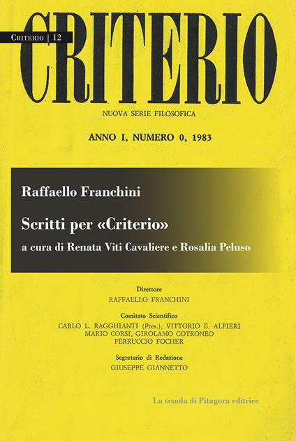 Scritti per «Criterio» - Raffaello Franchini - copertina