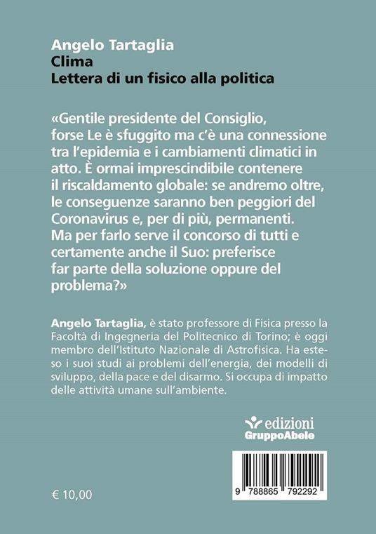 Clima. Lettera di un fisico alla politica - Angelo Tartaglia - 2