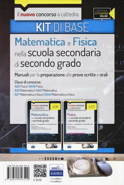 CC 4/12 matematica e fisica nella scuola secondaria. Manuali... Classi di concorso: A20, A038, A26, A047, A27, A049. Kit di base. Con espansione online - copertina