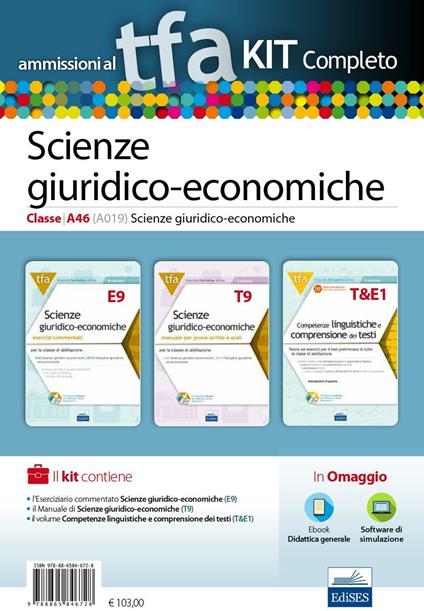 TFA. Scienze giuridico-economiche classe A46 (A019) per prove scritte e orali. Kit completo. Con software di simulazione - copertina