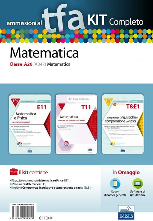 TFA. Matematica classe A26 (A047) per prove scritte e orali. Kit completo. Con software di simulazione - copertina