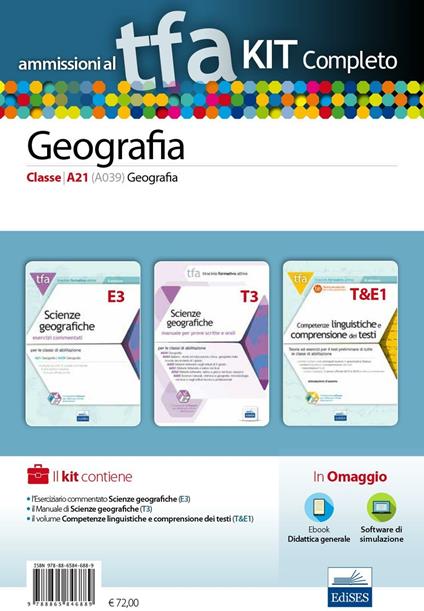 TFA. Geografia classe A21 (A039) per prove scritte e orali. Kit completo. Con software di simulazione - copertina