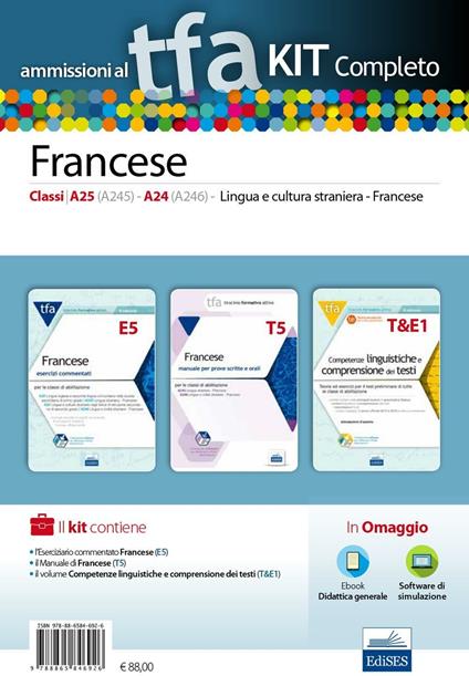 TFA. Francese classi A25 (A245), A24 (A246) per prove scritte e orali. Kit completo. Con software di simulazione - copertina