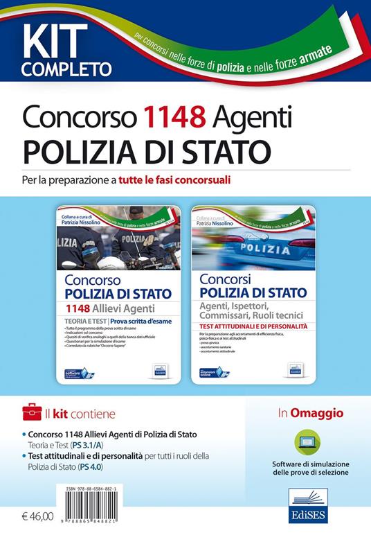 Concorso 1148 allievi agenti polizia di Stato. Manuale per la preparazione a tutte le fasi concorsuali. Kit completo. Con aggiornamento online - copertina