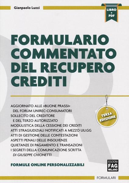 Formulario commentato del recupero crediti - Gianpaolo Luzzi - copertina