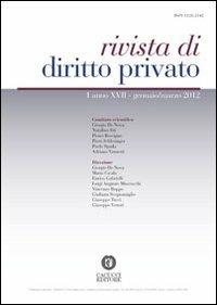 Rivista di diritto privato (2012). Vol. 1 - copertina