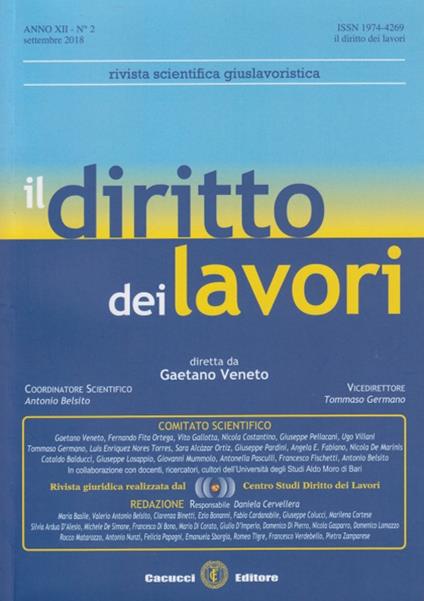 Il diritto dei lavori (2018). Vol. 2 - copertina