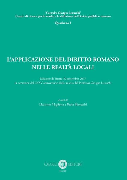 L' applicazione del diritto romano nelle realtà locali - copertina