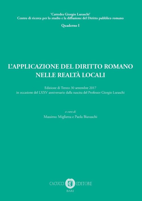 L' applicazione del diritto romano nelle realtà locali - copertina