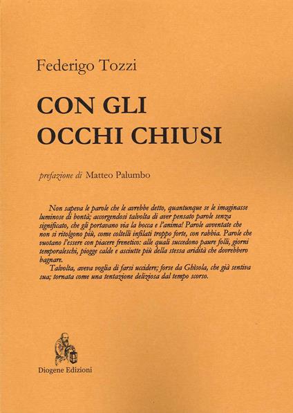 Con gli occhi chiusi - Federigo Tozzi - copertina